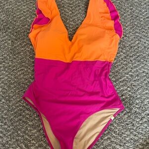 Summersalt Vibrant Orange and Pink One Piece Swimsuit